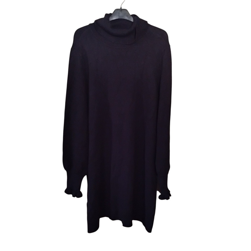 LC Lauren Conrad Black Turtleneck Ruffle Cuff Knit Sweater Dress Plus Size 1X